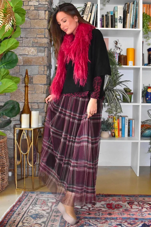 Tiby Cashmere Touch Layering Top Leopard Aubergine